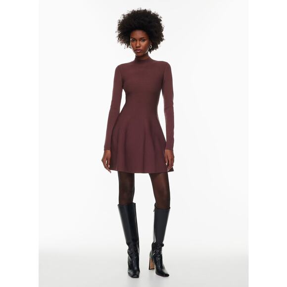 Babaton Sculpt Knit Ambient Dress Rich Maroon Medium Holiday Party Classic NWT - Picture 3 of 15